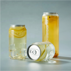 Custom Logo Printing Coffee Soda Drink Packaging Clear Plastic Pet Cans With Easy Open Lids
