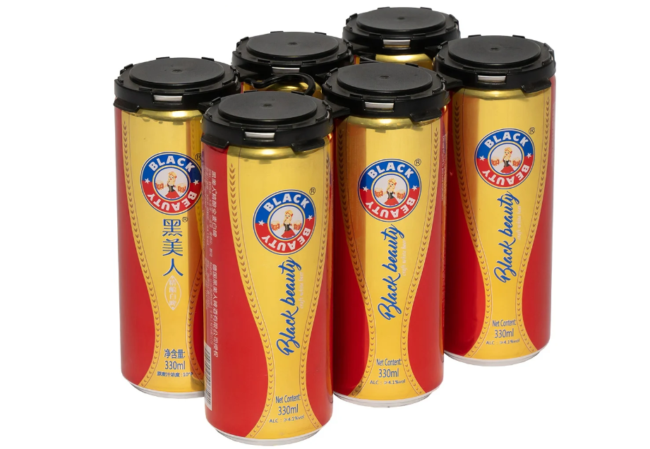 Flexible and durable 6 pack can carrier applied to standard 16oz beverage cans
